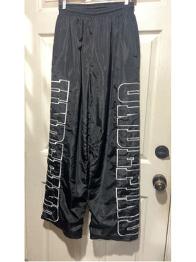 Men's Unbranded Nylon Track Pants Black White Size M